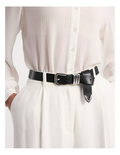 Essie Leather Belt in Black/Silver