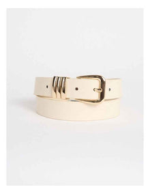 Essie Leather Belt in Bone/Gold