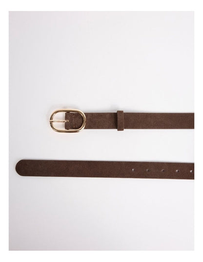 Kumru Leather Suede Belt in Chocolate