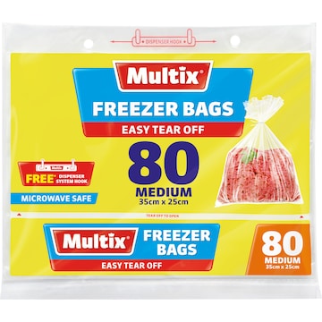 Multix Easy Tear Off Freezer Bags Medium 80 pack