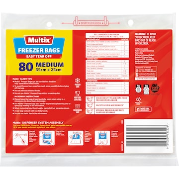 Multix Easy Tear Off Freezer Bags Medium 80 pack