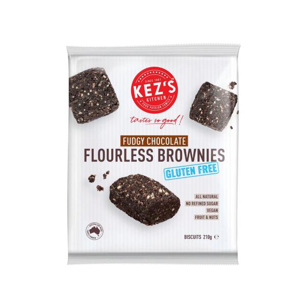 KEZ'S KITCHEN GLUTEN FREE FUDGY CHOCOLATE FLOURLESS BROWNIES 210G