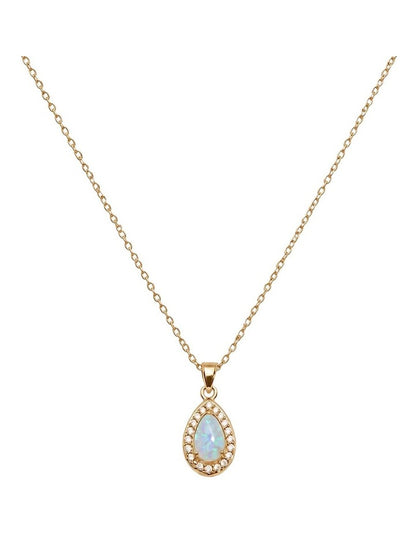 Lab Grown Opal Teardrop Pendant