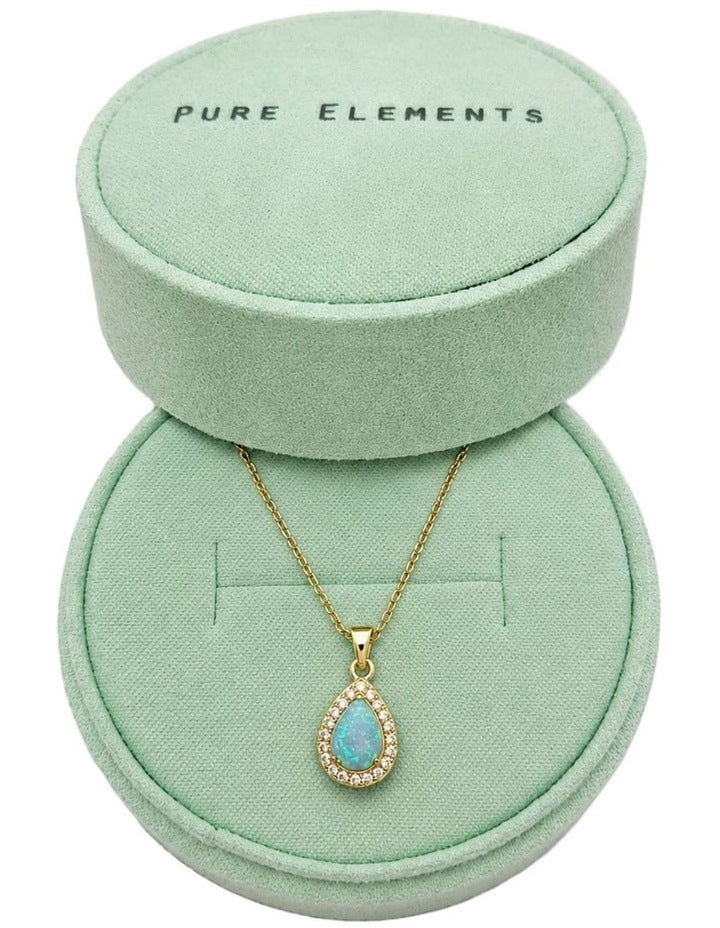 Lab Grown Opal Teardrop Pendant