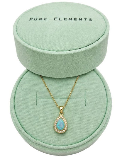 Lab Grown Opal Teardrop Pendant