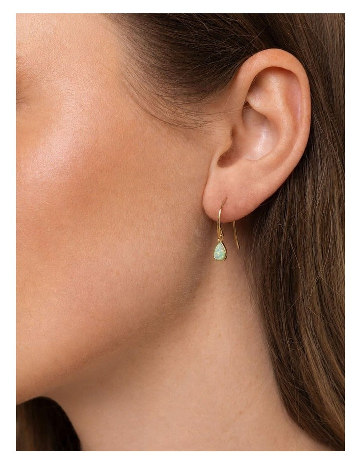 Lab Grown Opal Dainty Hook Earrings