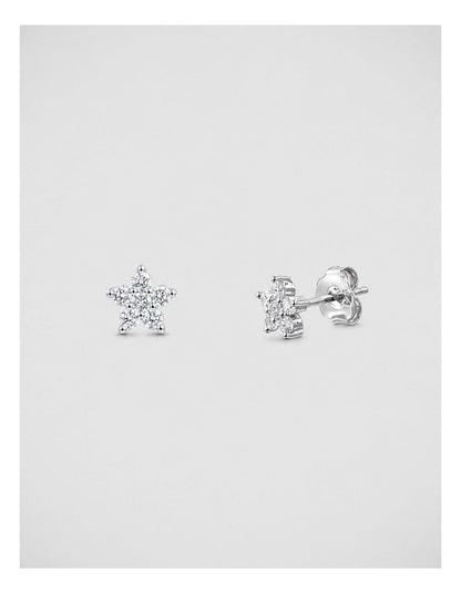 Brilliant Flower Stud Earrings in Silver