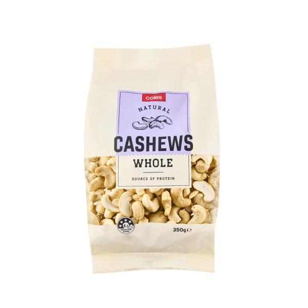 COLES NATURAL CASHEWS 350G