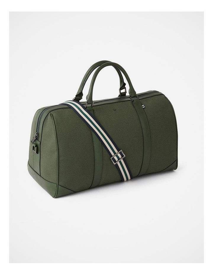 Mathias Leather Mix Holdall in Khaki