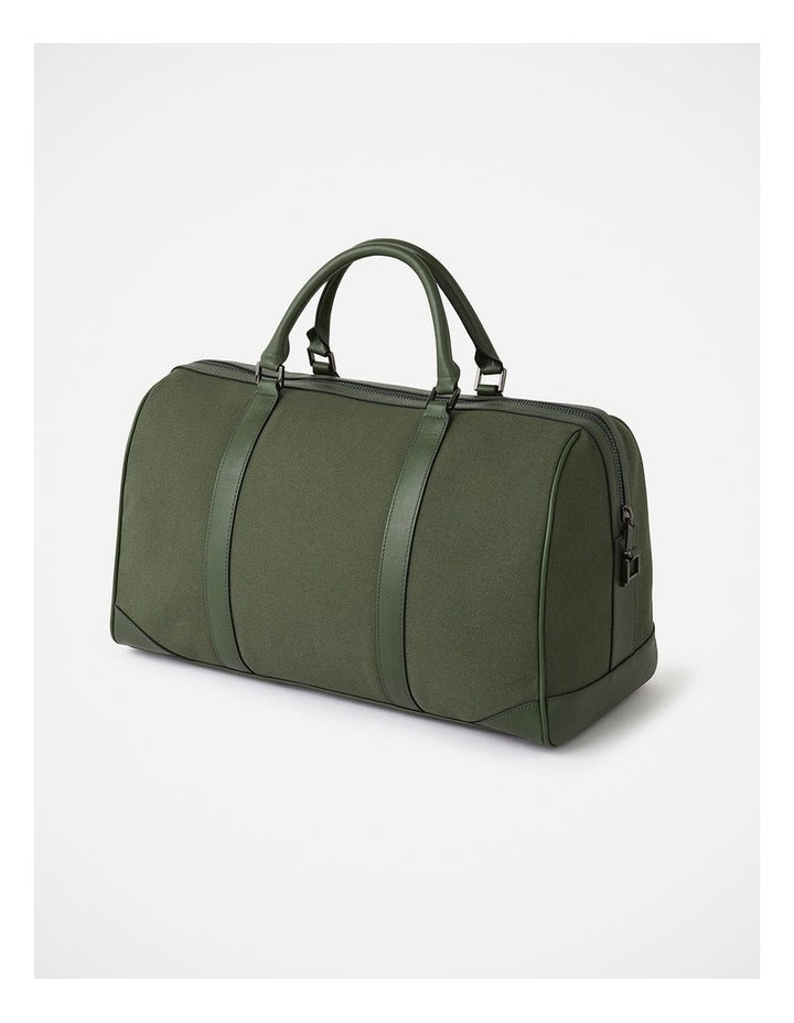 Mathias Leather Mix Holdall in Khaki