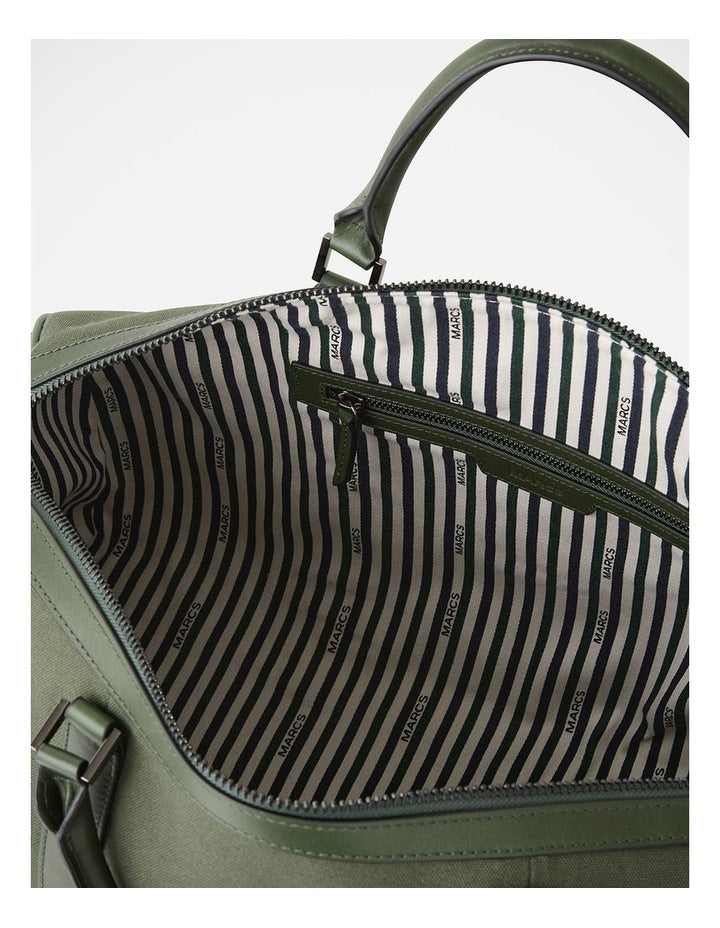 Mathias Leather Mix Holdall in Khaki