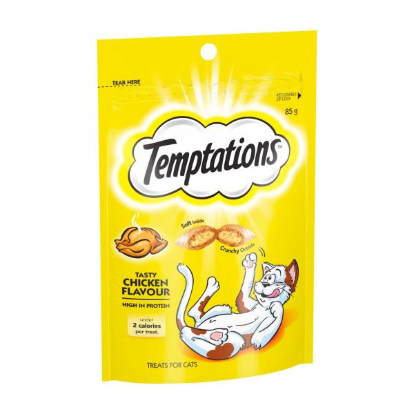 TEMPTATIONS CAT TREATS TASTY CHICKEN FLAVOUR 85G