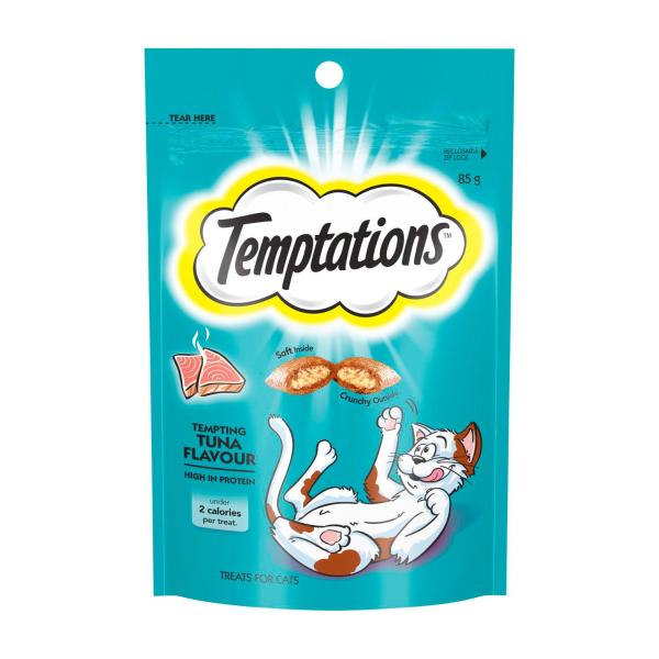 TEMPTATIONS CAT TREATS TEMPTING TUNA 85G BAG