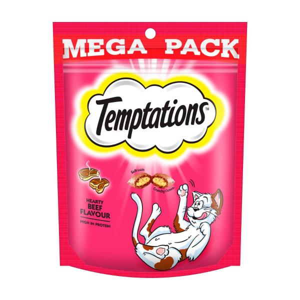 TEMPTATIONS CAT TREATS HEARTY BEEF 180G