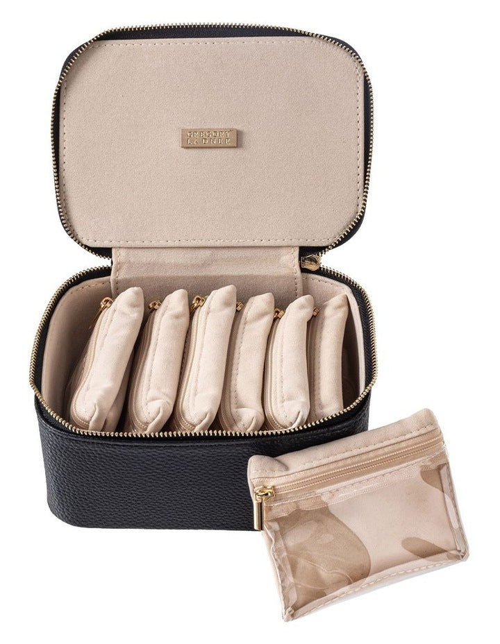 Gregory Ladner Medium Jewellery Box With Pouches  GBJD001M in Black