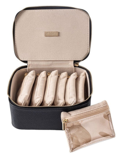 Gregory Ladner Medium Jewellery Box With Pouches  GBJD001M in Black