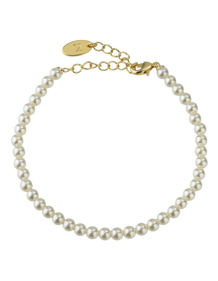 Gregory Ladner Classic Single Strand Pearl Bracelet GJBF007M in Gold/Pearl