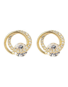 Gregory Ladner Double CZ Circle Earring And Necklace Set GJBF012M in Gold