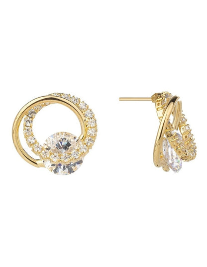 Gregory Ladner Double CZ Circle Earring And Necklace Set GJBF012M in Gold