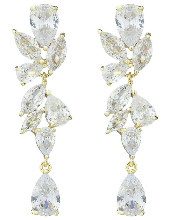 Gregory Ladner Cascade Crystasl Drop Earrings GJEF032M in Gold