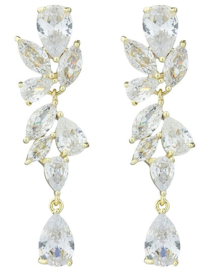 Gregory Ladner Cascade Crystasl Drop Earrings GJEF032M in Gold