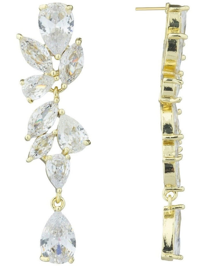 Gregory Ladner Cascade Crystasl Drop Earrings GJEF032M in Gold