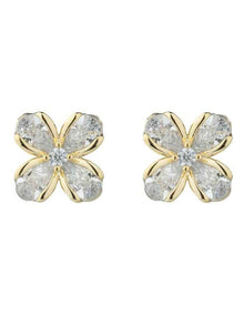 Gregory Ladner Flower CZ Stud Earrings GJEF039M in Gold
