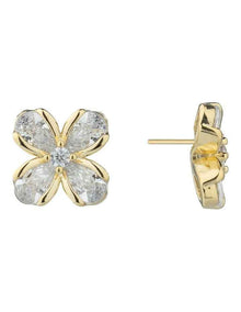 Gregory Ladner Flower CZ Stud Earrings GJEF039M in Gold