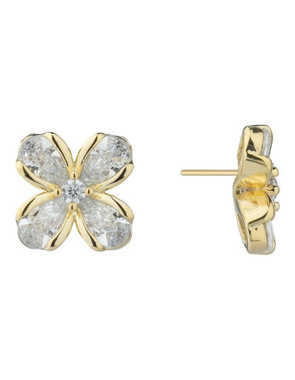Gregory Ladner Flower CZ Stud Earrings GJEF039M in Gold