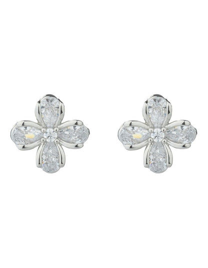 Gregory Ladner Flower CZ Stud Earrings GJEF039M in Rhodium