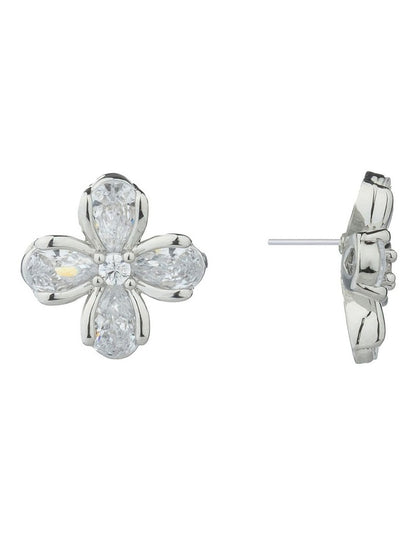 Gregory Ladner Flower CZ Stud Earrings GJEF039M in Rhodium