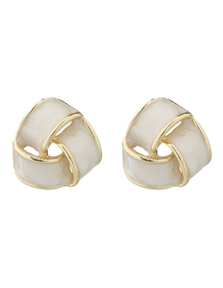 Gregory Ladner Enamel Look Knot Stud Earrings GJEF043M in Gold