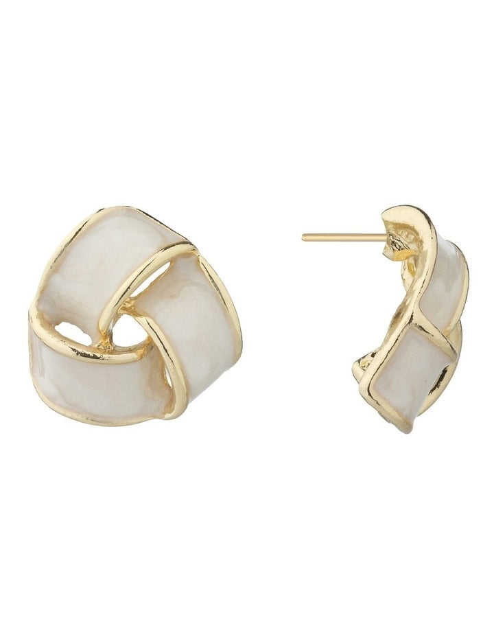 Gregory Ladner Enamel Look Knot Stud Earrings GJEF043M in Gold