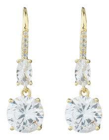 Gregory Ladner Round CZ Drop Earrings With Pave Arm Detail GJEF065M in Gold