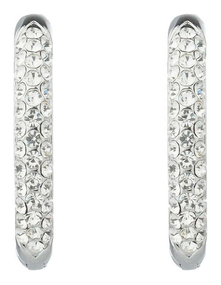 Gregory Ladner Beville CZ Hoop Earringfs GJEF093M in Rhodium