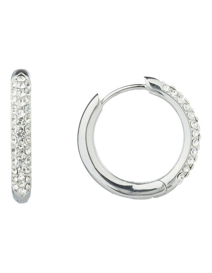 Gregory Ladner Beville CZ Hoop Earringfs GJEF093M in Rhodium