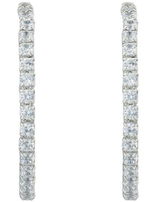 Gregory Ladner Hoop Earrings With CZ Edge GJEF145M in Rhodium