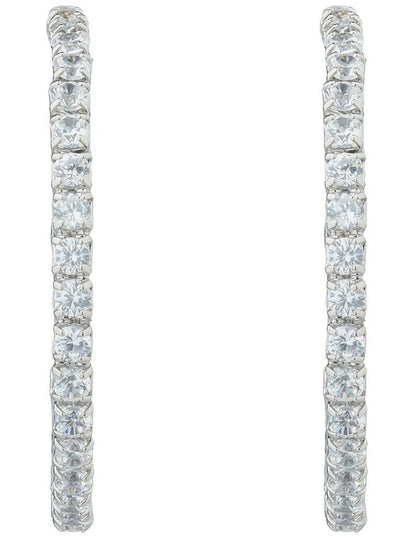 Gregory Ladner Hoop Earrings With CZ Edge GJEF145M in Rhodium