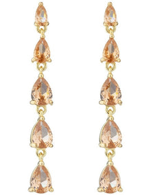 Gregory Ladner Pear CZ Long Drop Earrings GJEF152M in Blush