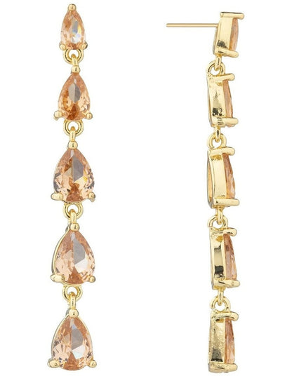 Gregory Ladner Pear CZ Long Drop Earrings GJEF152M in Blush
