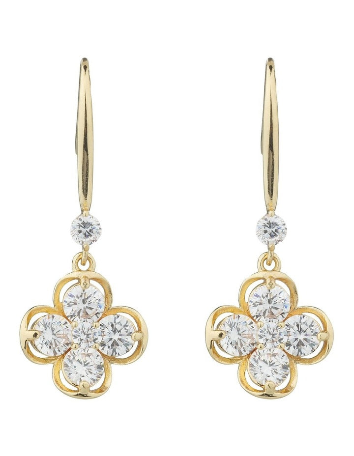 Gregory Ladner Clover CZ Drop Earrings GJEF153M in Gold