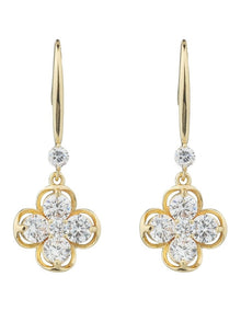 Gregory Ladner Clover CZ Drop Earrings GJEF153M in Gold