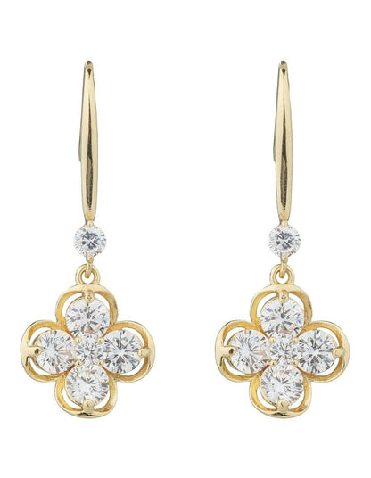 Gregory Ladner Clover CZ Drop Earrings GJEF153M in Gold