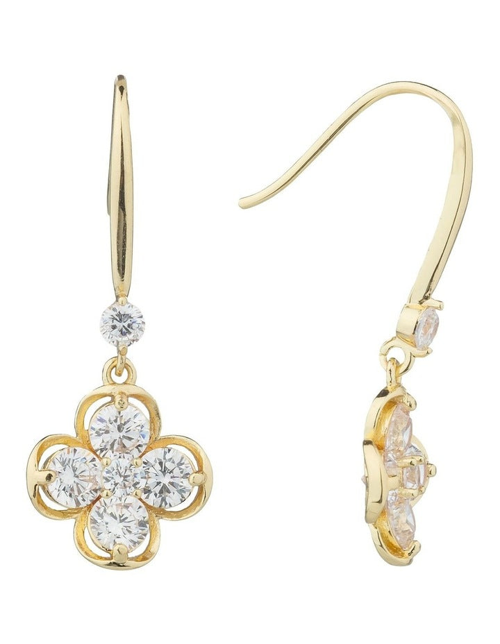Gregory Ladner Clover CZ Drop Earrings GJEF153M in Gold