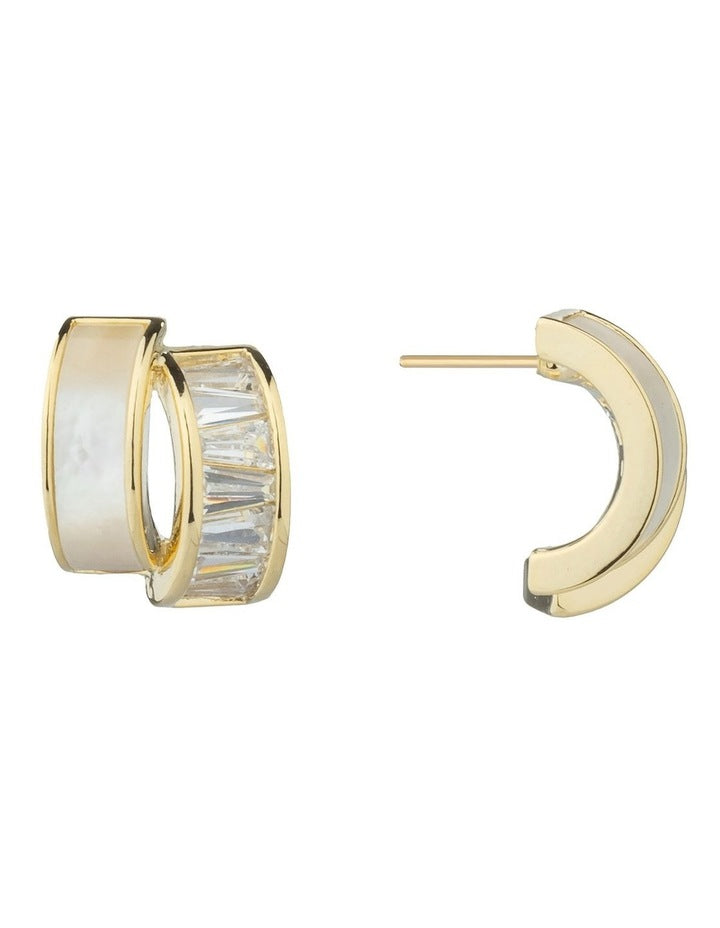 Gregory Ladner Small Layered Half Hoops with Baguette CZ'S in Gold
