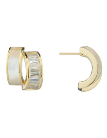 Gregory Ladner Small Layered Half Hoops with Baguette CZ'S in Gold