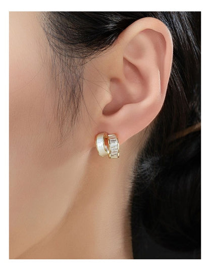 Gregory Ladner Small Layered Half Hoops with Baguette CZ'S in Gold