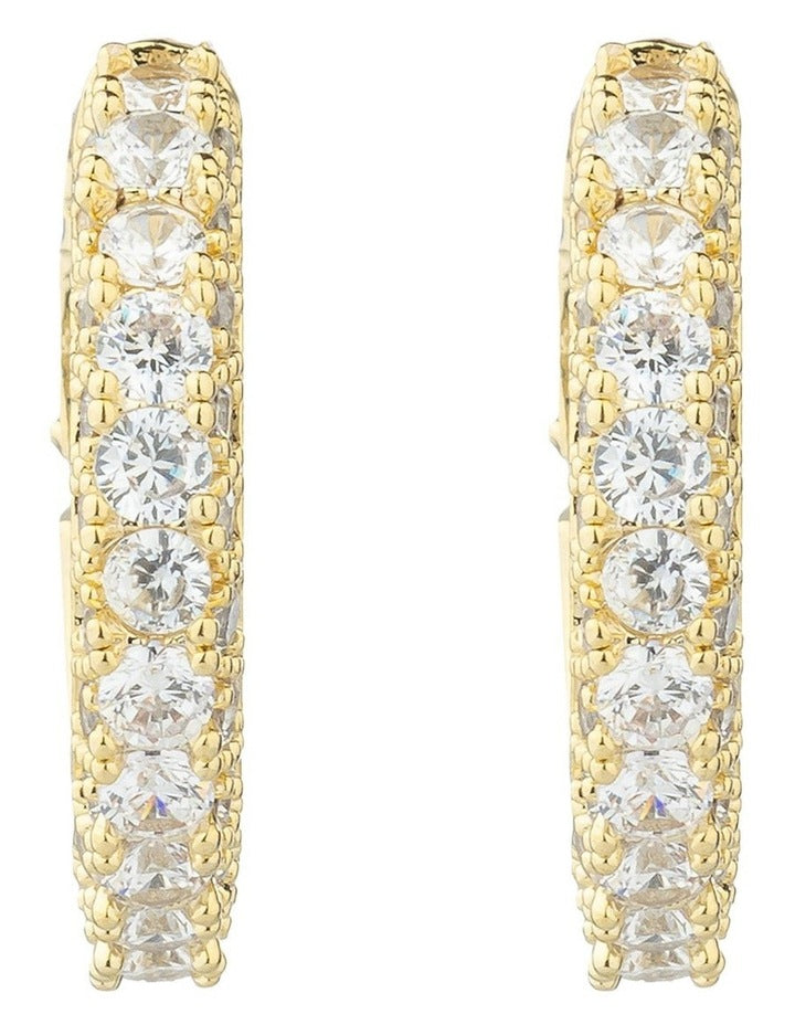Gregory Ladner Pave Crystal Hoop Earrings GJEF156M in Gold