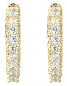 Gregory Ladner Pave Crystal Hoop Earrings GJEF156M in Gold