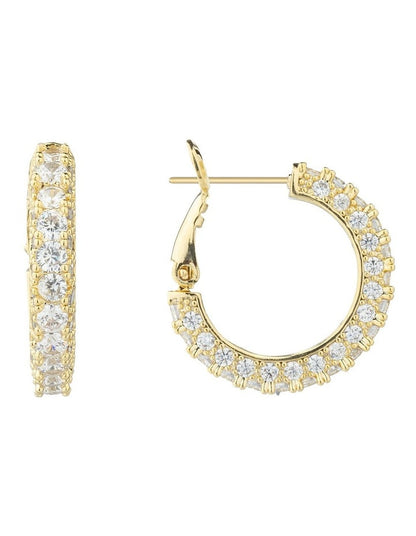 Gregory Ladner Pave Crystal Hoop Earrings GJEF156M in Gold